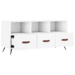 Meuble TV blanc 102x36x50 cm bois d'ingénierie – Image 4