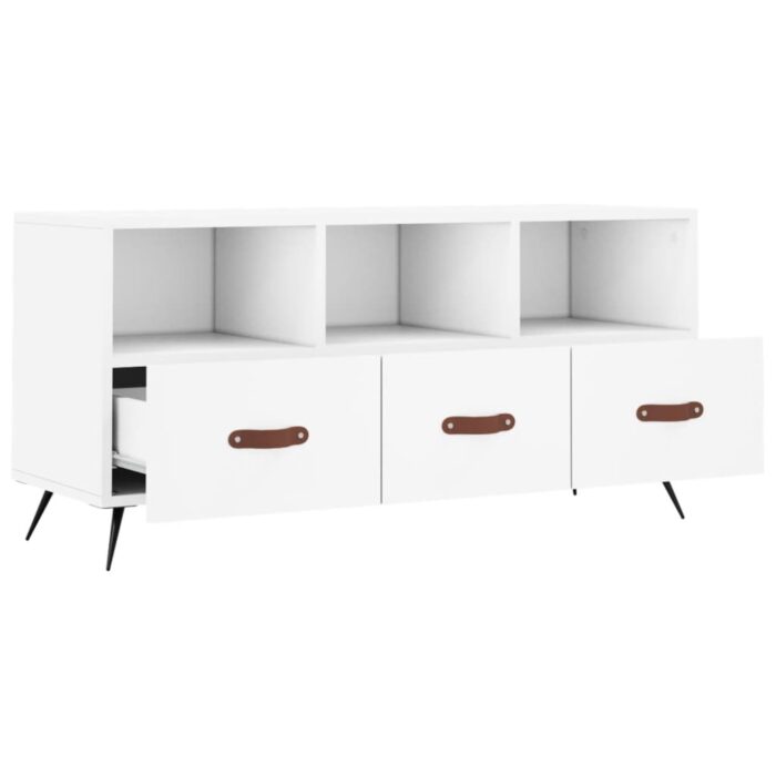 Meuble TV blanc 102x36x50 cm bois d'ingénierie – Image 4