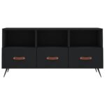 Meuble TV noir 102x36x50 cm bois d'ingénierie – Image 3
