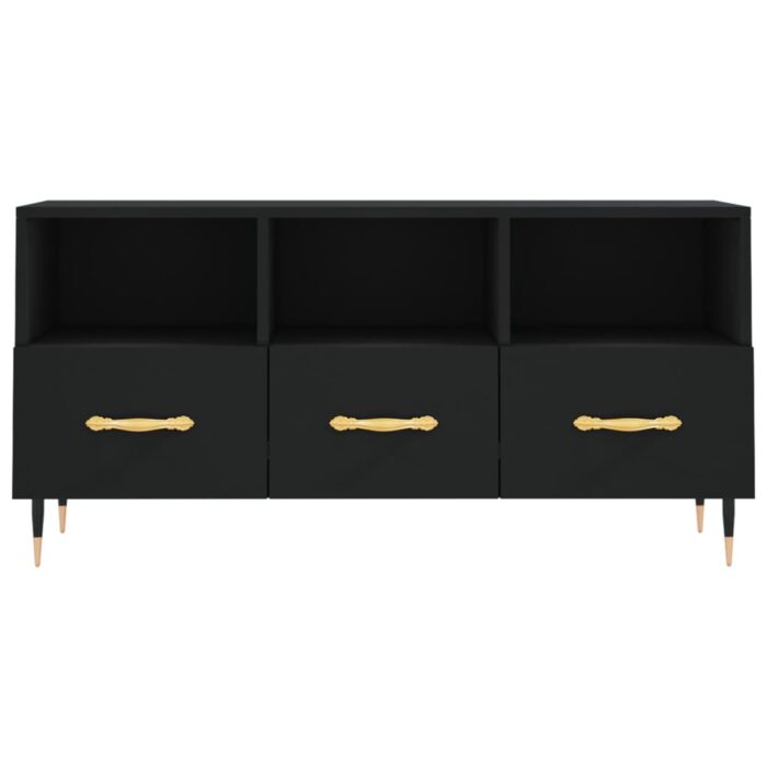 Meuble TV noir 102x36x50 cm bois d'ingénierie – Image 3