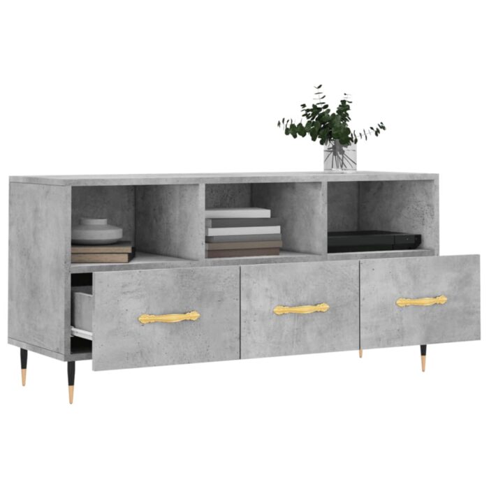 Meuble TV gris béton 102x36x50 cm bois d'ingénierie – Image 2