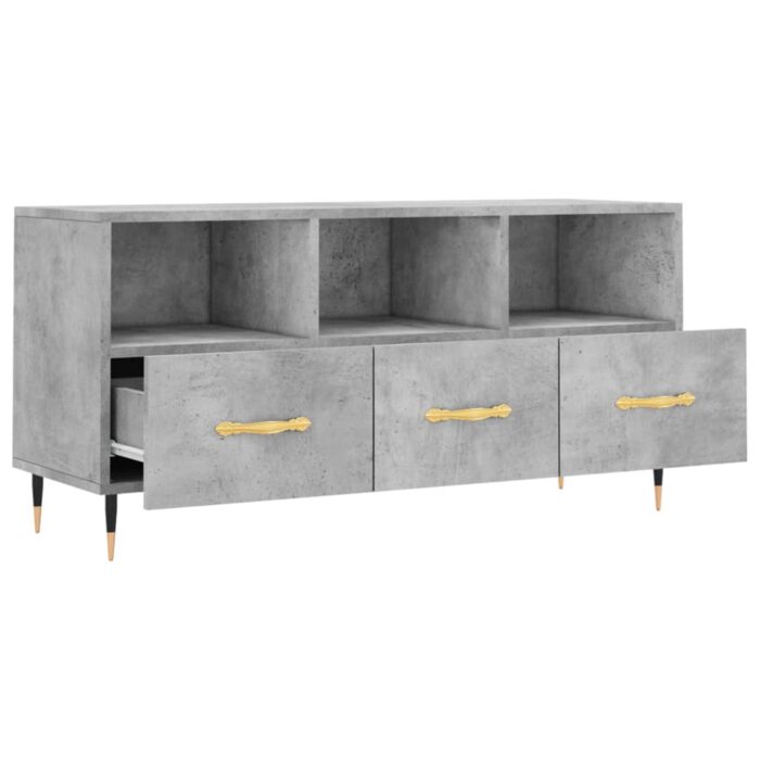 Meuble TV gris béton 102x36x50 cm bois d'ingénierie – Image 4
