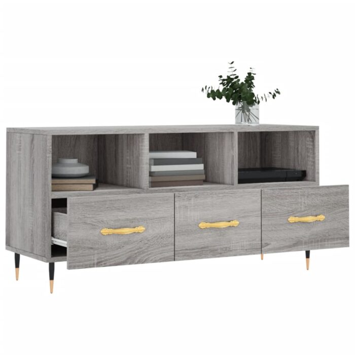 Meuble TV sonoma gris 102x36x50 cm bois d'ingénierie – Image 2