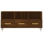 Meuble TV chêne marron 102x36x50 cm bois d'ingénierie – Image 3