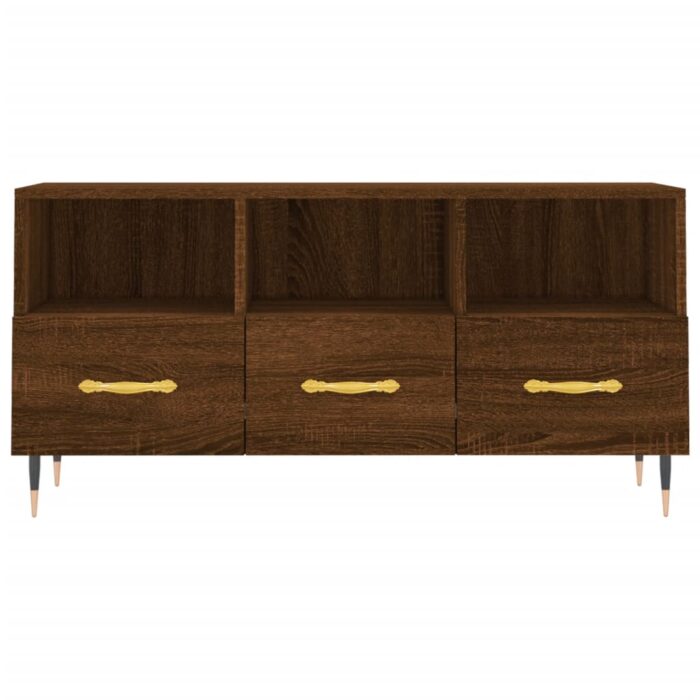 Meuble TV chêne marron 102x36x50 cm bois d'ingénierie – Image 3