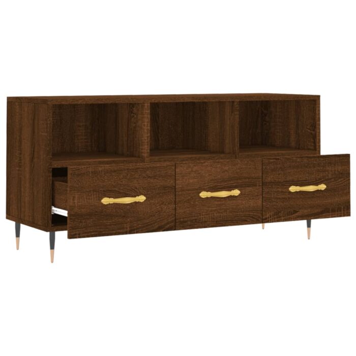 Meuble TV chêne marron 102x36x50 cm bois d'ingénierie – Image 4