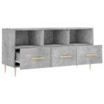 Meuble TV gris béton 102x36x50 cm bois d'ingénierie – Image 4