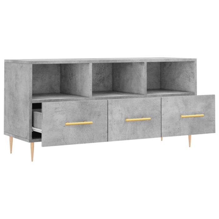 Meuble TV gris béton 102x36x50 cm bois d'ingénierie – Image 4