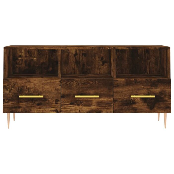 Meuble TV chêne fumé 102x36x50 cm bois d'ingénierie – Image 3