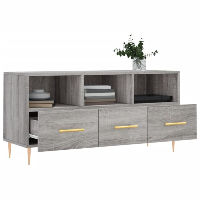 Meuble TV sonoma gris 102x36x50 cm bois d'ingénierie – Image 2