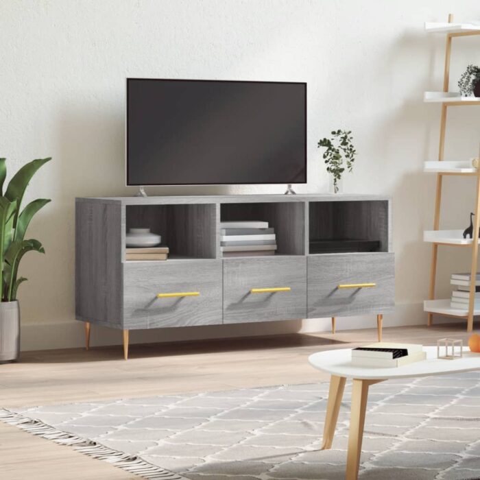 Meuble TV sonoma gris 102x36x50 cm bois d'ingénierie – Image 1