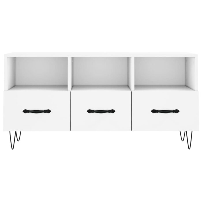 Meuble TV blanc 102x36x50 cm bois d'ingénierie – Image 3