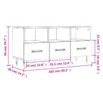 Meuble TV noir 102x36x50 cm bois d'ingénierie – Image 10