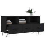 Meuble TV noir 102x36x50 cm bois d'ingénierie – Image 2