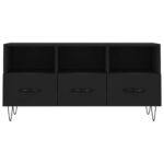Meuble TV noir 102x36x50 cm bois d'ingénierie – Image 3