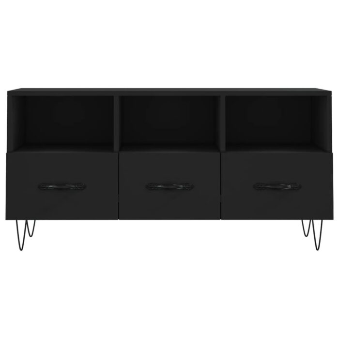 Meuble TV noir 102x36x50 cm bois d'ingénierie – Image 3