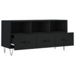 Meuble TV noir 102x36x50 cm bois d'ingénierie – Image 4