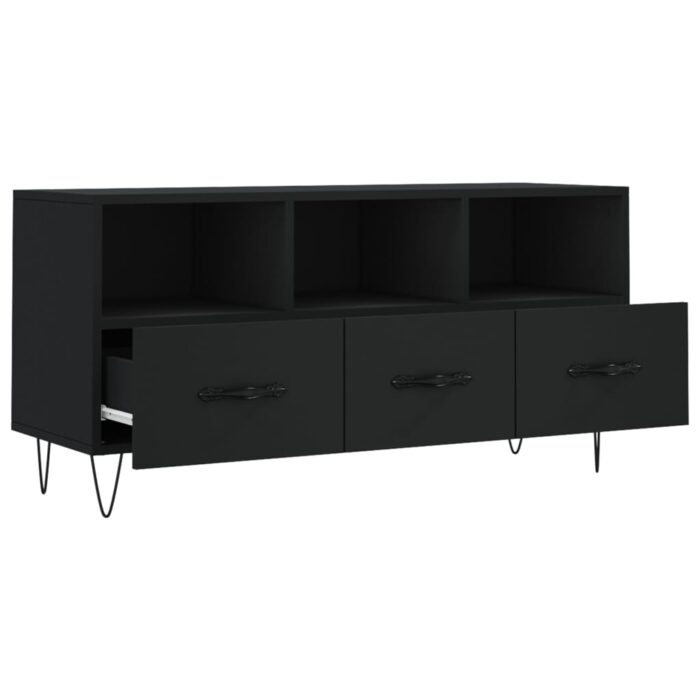 Meuble TV noir 102x36x50 cm bois d'ingénierie – Image 4