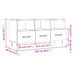 Meuble TV chêne fumé 102x36x50 cm bois d'ingénierie – Image 10
