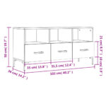 Meuble TV noir 102x36x50 cm bois d'ingénierie – Image 10