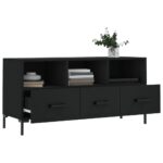 Meuble TV noir 102x36x50 cm bois d'ingénierie – Image 2