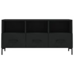 Meuble TV noir 102x36x50 cm bois d'ingénierie – Image 3