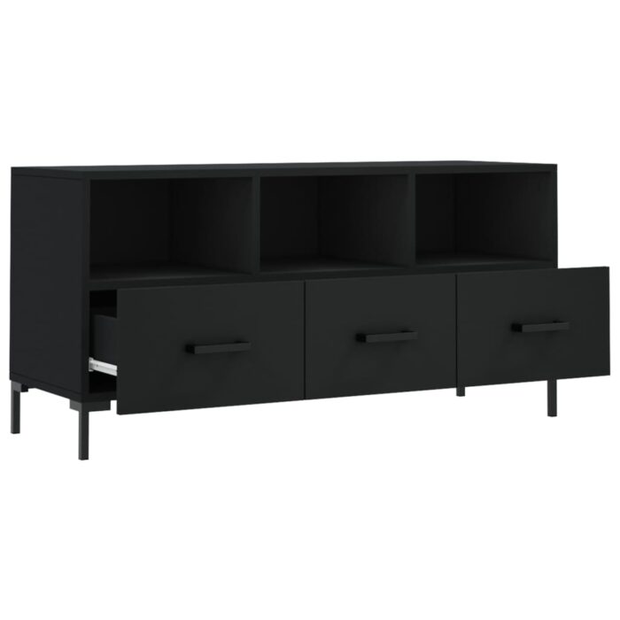 Meuble TV noir 102x36x50 cm bois d'ingénierie – Image 4