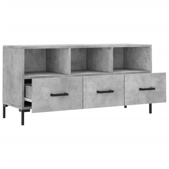Meuble TV gris béton 102x36x50 cm bois d'ingénierie – Image 4