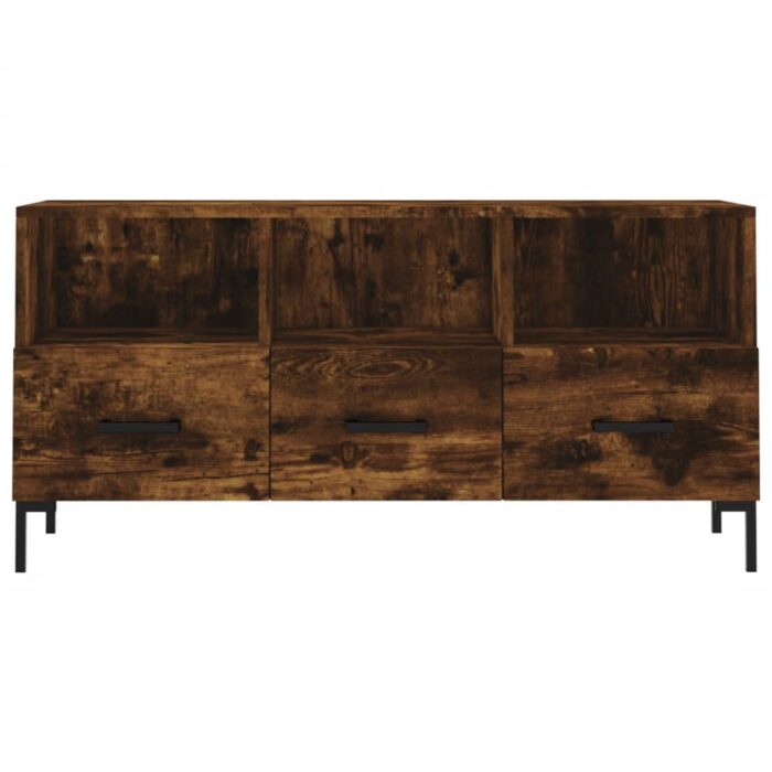 Meuble TV chêne fumé 102x36x50 cm bois d'ingénierie – Image 3