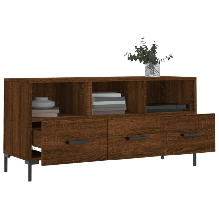 Meuble TV chêne marron 102x36x50 cm bois d'ingénierie – Image 2