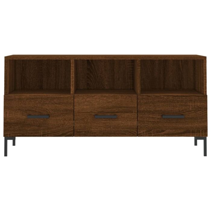 Meuble TV chêne marron 102x36x50 cm bois d'ingénierie – Image 3