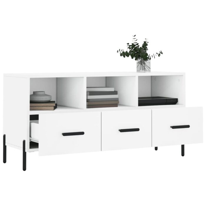 Meuble TV blanc 102x36x50 cm bois d'ingénierie – Image 2