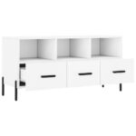 Meuble TV blanc 102x36x50 cm bois d'ingénierie – Image 4