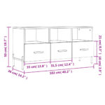 Meuble TV Blanc brillant 102x36x50 cm Bois d'ingénierie – Image 10