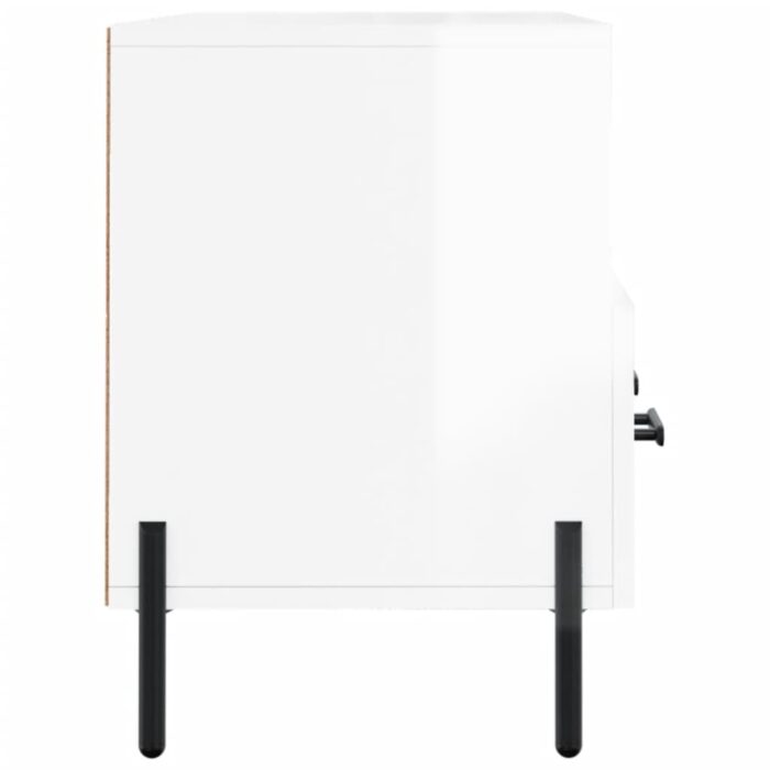 Meuble TV Blanc brillant 102x36x50 cm Bois d'ingénierie – Image 5