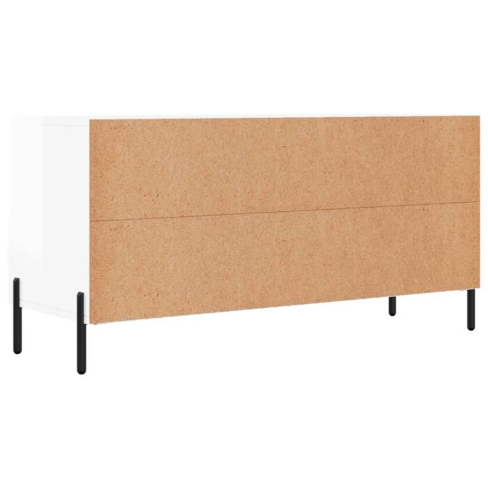 Meuble TV Blanc brillant 102x36x50 cm Bois d'ingénierie – Image 6