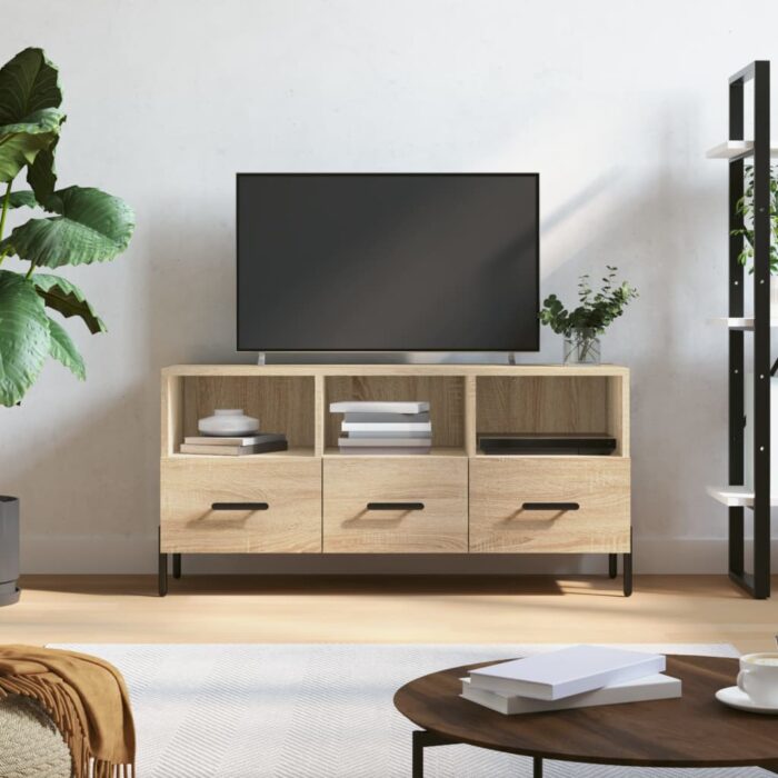 Meuble TV chêne sonoma 102x36x50 cm bois d'ingénierie – Image 1