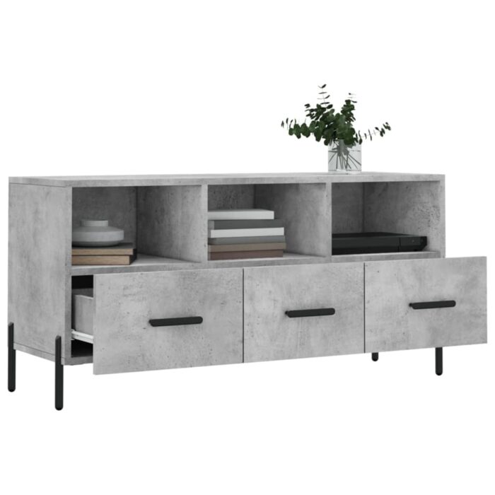 Meuble TV gris béton 102x36x50 cm bois d'ingénierie – Image 2