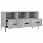 Meuble TV gris béton 102x36x50 cm bois d'ingénierie – Image 4