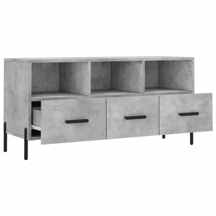Meuble TV gris béton 102x36x50 cm bois d'ingénierie – Image 4