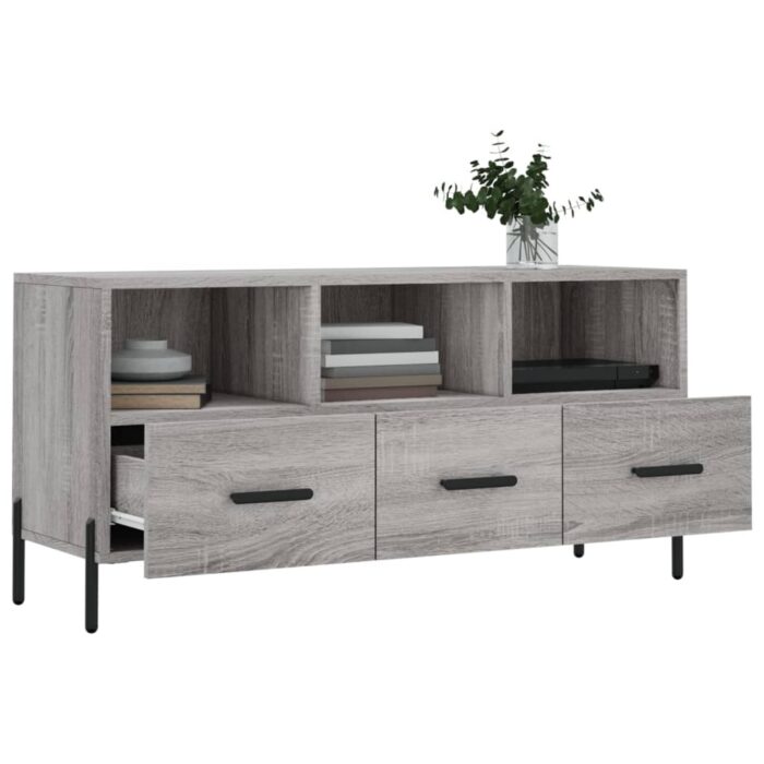 Meuble TV sonoma gris 102x36x50 cm bois d'ingénierie – Image 2