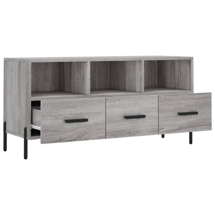 Meuble TV sonoma gris 102x36x50 cm bois d'ingénierie – Image 4