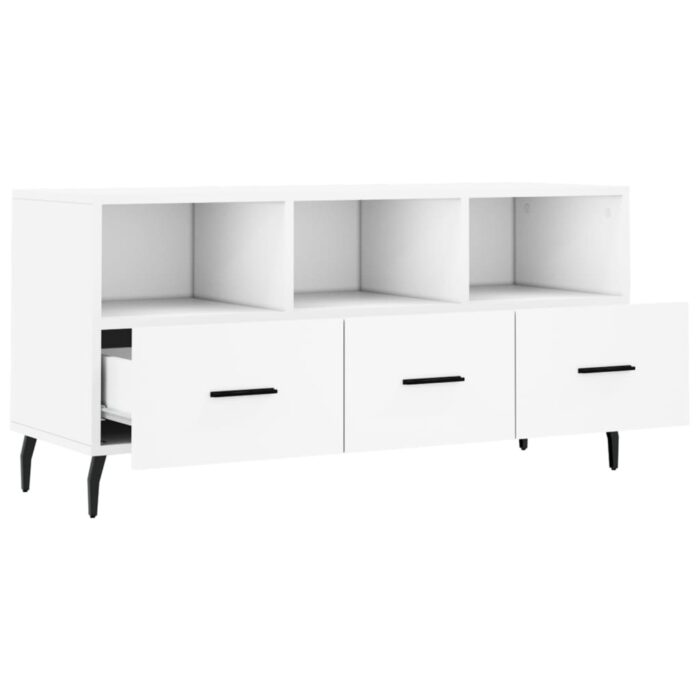 Meuble TV blanc 102x36x50 cm bois d'ingénierie – Image 4