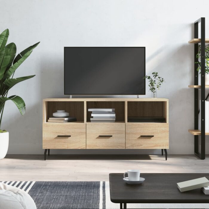 Meuble TV chêne sonoma 102x36x50 cm bois d'ingénierie – Image 1