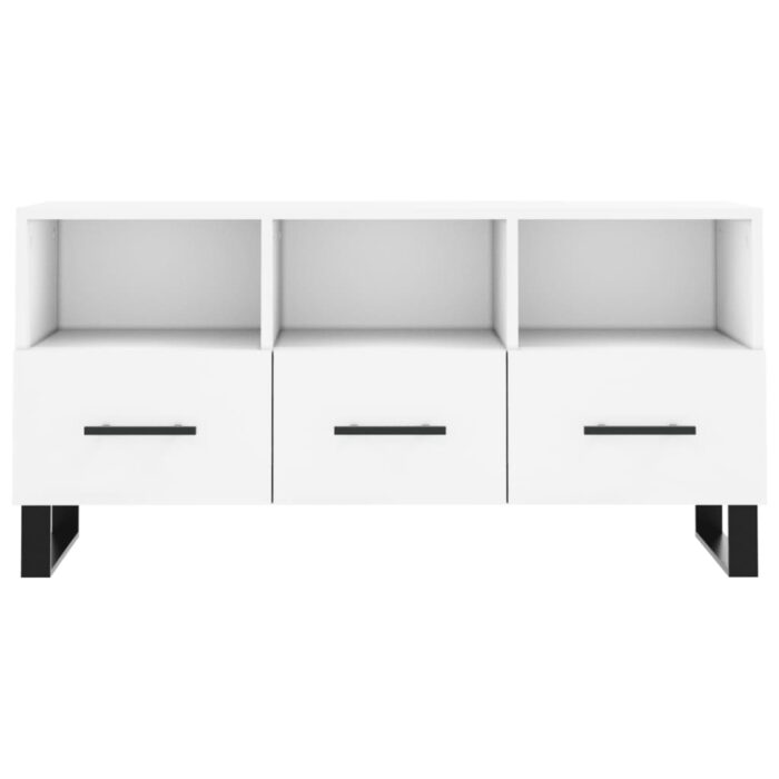 Meuble TV blanc 102x36x50 cm bois d'ingénierie – Image 3