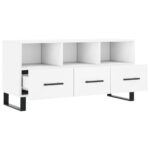 Meuble TV blanc 102x36x50 cm bois d'ingénierie – Image 4