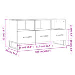 Meuble TV noir 102x36x50 cm bois d'ingénierie – Image 10