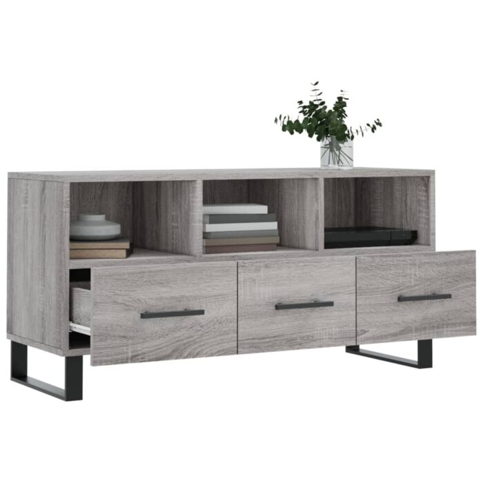 Meuble TV sonoma gris 102x36x50 cm bois d'ingénierie – Image 2