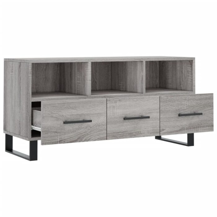 Meuble TV sonoma gris 102x36x50 cm bois d'ingénierie – Image 4