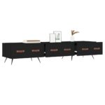 Meuble TV noir 150x36x30 cm bois d'ingénierie – Image 2